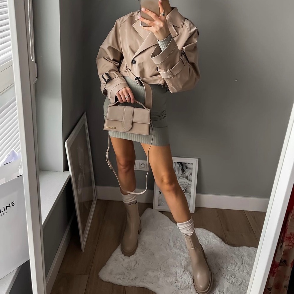Zara Off White Heeled Boots with Lug Soles - Picture 6 of 11
